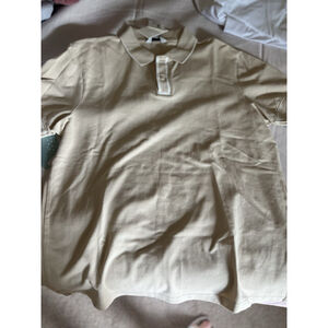 Club Monaco Textured Polo Shirt Men’s Medium Beige Cotton New
